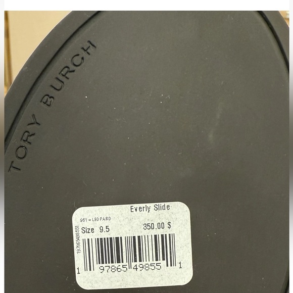 Tory Burch Everly Leopard Haircalf Slide Sandals Gold Double T $350 - Picture 7 of 7